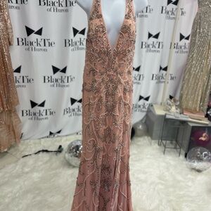 Pink Sequin Embellished Prom Gown